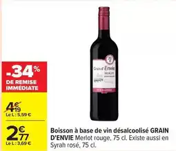 Carrefour Drive Grain d'envie - boisson à base de vin désalcoolisé offre