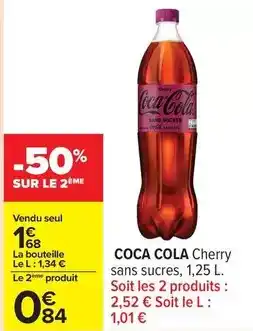 Carrefour Drive Coca cola - cherry sans sucres offre