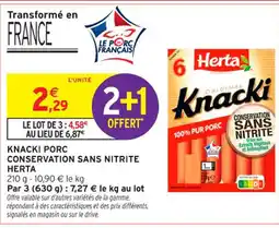 Intermarché Contact HERTA Knacki porc conservation sans nitrite offre