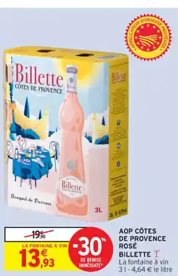 Intermarché Contact BILLETTE Aop côtes de provence rosé offre