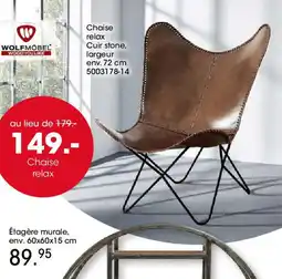 Möbel Martin Chaise relax Cuir stone offre