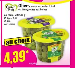 Norma CROC FRAIS Olives entières cassées à l'ail offre