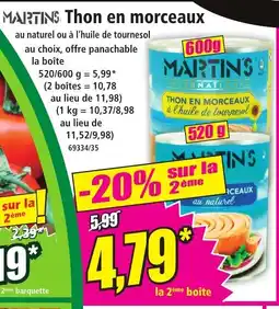 Norma MARTINS Thon en morceaux offre