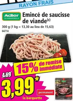 Norma Emincé de saucisse de viande offre