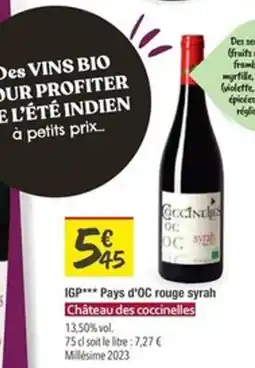 Les Comptoirs de la Bio IGP Pays d'OC rouge syrah offre