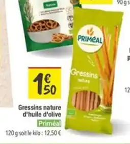 Les Comptoirs de la Bio PRIMEAL Gressins nature d'huile d'olive offre