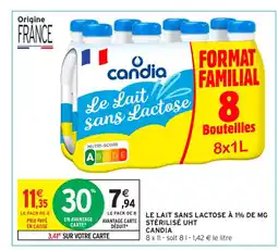 Intermarché Contact CANDIA Le lait sans lactose à 1% de mg stérilisé uht offre