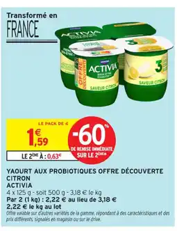 Intermarché Contact ACTIVIA Yaourt aux probiotiques offre découverte citron offre