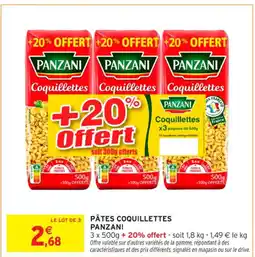 Intermarché Contact PANZANI Pâtes coquillettes offre