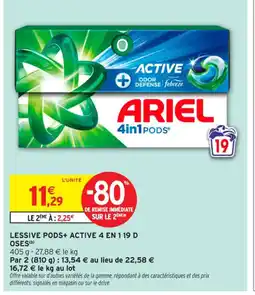 Intermarché Contact Lessive pods+ active 4 en 119 d oses offre
