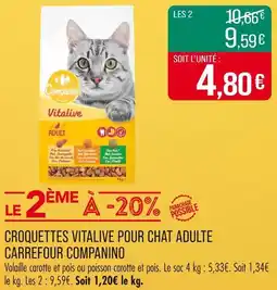 Match CARREFOUR COMPANINO Croquettes Vitalive pour chat adulte offre