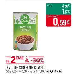 Match CARREFOUR CLASSIC Lentilles offre