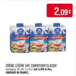 Match CARREFOUR CLASSIC Crème légère UHT offre