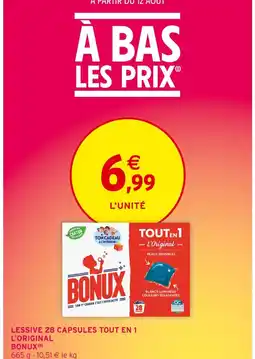 Intermarché BONUX Lessive 28 capsules tout en 1 l'original offre