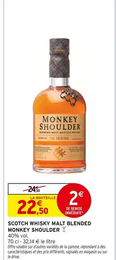 Intermarché Monkey Shoulder Scotch whisky malt blended offre