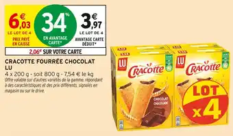 Intermarché LU Cracotte fourrée chocolat offre