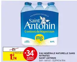 Intermarché SAINT ANTONIN Eau minérale naturelle sans nitrates offre