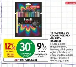 Intermarché Stabilo 18 feutres de coloriage pen 68 Arty offre