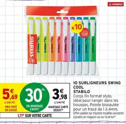 Intermarché STABILO 10 SURLIGNEURS SWING COOL offre