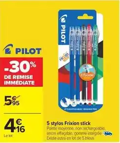 Carrefour Drive Pilot - 5 stylos frixion stick offre
