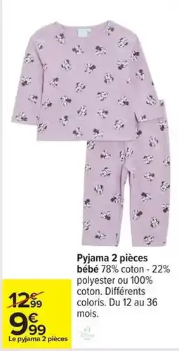Carrefour Drive Disney - pyjama 2 pièces bébé offre