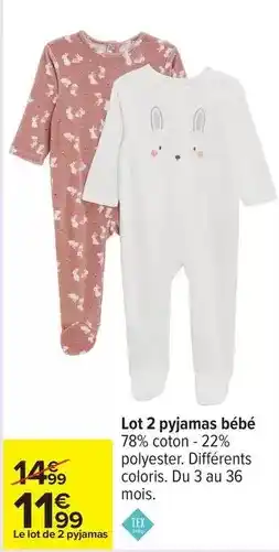Carrefour Drive Tex - lot 2 pyjamas bébé offre