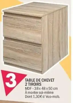La Foir'Fouille Table de chevet 2 tiroirs offre