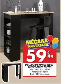 La Foir'Fouille Table de bar mange debout avec étagères cheers offre