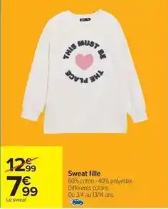 Carrefour Drive Tex - sweat fille offre