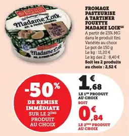 Hyper U Fromage pasteurise a tartiner fouette madame loik offre