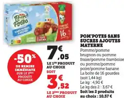 Hyper U Pom'potes sans sucres ajoutes materne offre