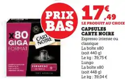 Hyper U Capsules carte noire offre