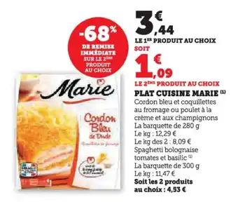 Hyper U Plat cuisine marie offre