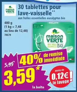 Norma MAISON VERTE 30 tablettes pour lave-vaisselle offre