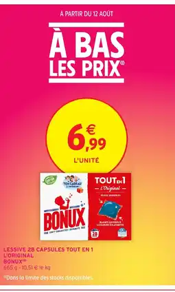 Intermarché Hyper BONUX Lessive 28 capsules tout en 1 l'original offre