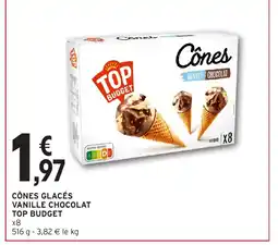 Intermarché Hyper TOP BUDGET Cônes glacés vanille chocolat offre