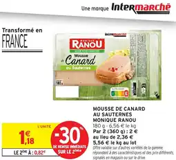 Intermarché Hyper MONIQUE RANOU Mousse de canard offre