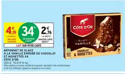 Intermarché Hyper CÔTE D'OR Bâtonnet de glace à la vanille enrobé de chocolat et noisettes offre