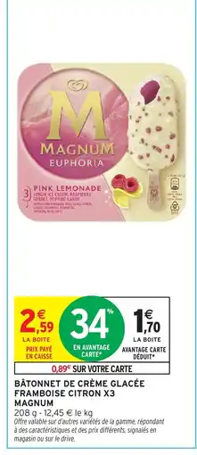 Intermarché Hyper MAGNUM Bâtonnet de crème glacée framboise citron x3 offre