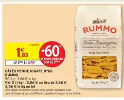 Intermarché Hyper RUMMO Pâtes penne rigate n°66 offre