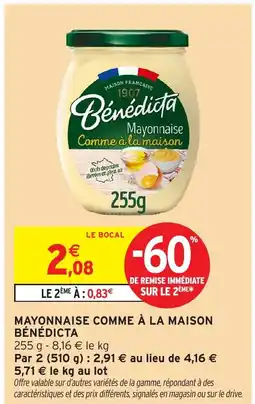 Intermarché Hyper BÉNÉDICTA Mayonnaise comme à la maison offre