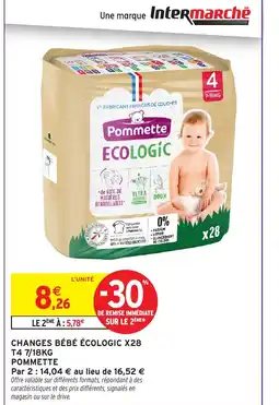 Intermarché Hyper POMMETTE Changes bébé écologic x28 offre