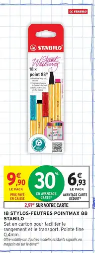 Intermarché Hyper STABILO 18 stylos-feutres pointmax 88 offre