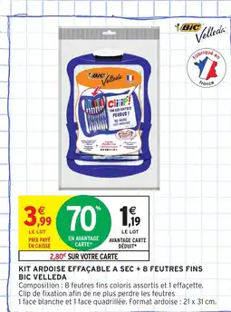 Intermarché Hyper BIC VELLEDA Kit ardoise effaçable a sec + 8 feutres fins offre