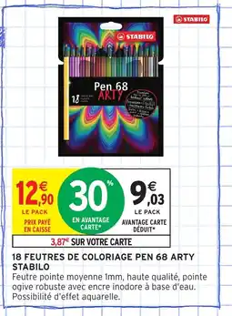 Intermarché Hyper STABILO 18 feutres de coloriage pen 68 arty offre