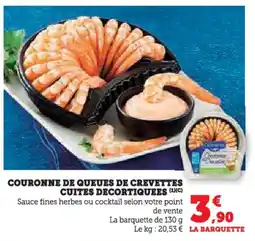 Hyper U Couronne de queues de crevettes cuites decortiquees offre