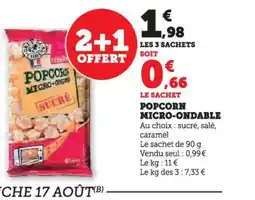 Hyper U Popcorn micro-ondable offre