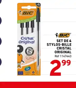 Trafic BIC Set de 4 stylos-bille cristal original offre