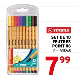 Trafic STABILO Set de 10 feutres point 88 offre