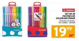 Trafic STABILO Set de 20 feutres de coloriage pen68 offre